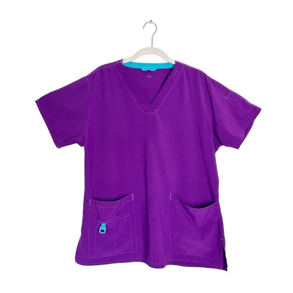 Carhartt Women's Force Cross- Flex V-Neck Scrub Top in Purple - Sz L - Picture 1 of 6